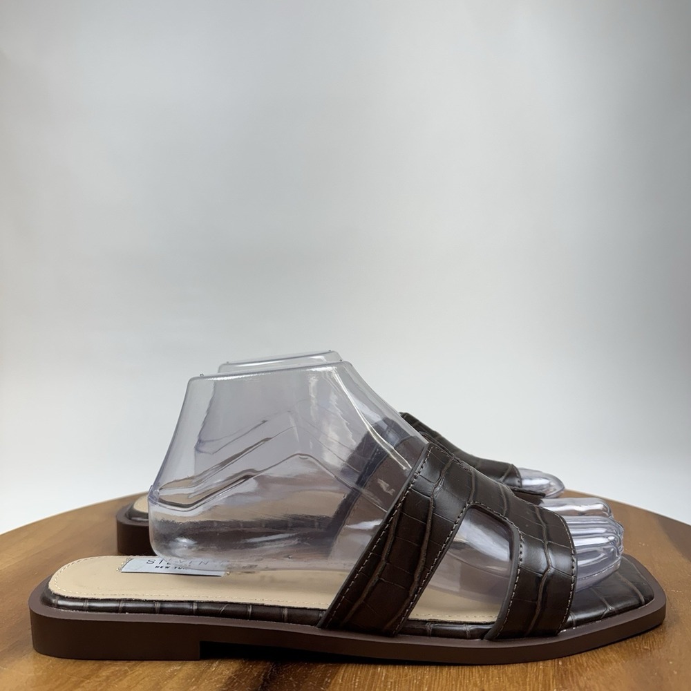 New NWOB Womens Steven New York Hannah Brown Faux Leather Slides Size 10 M